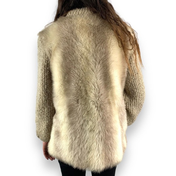 ❌SOLD❌1950's faux fur with knitted wool sleeve coat by DUBROWSKY & PERLBINDER - Picture 6 of 14